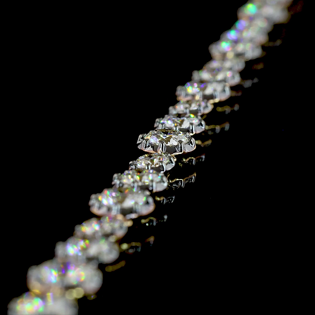 11.25 CTTW Round Lab Diamond Station Necklace (E Color and VS1 Clarity)