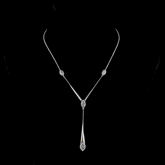 3.18 CTTW Marquise Lab Grown Diamond Lariat Necklace 18" (E Color and VS1 Clarity)