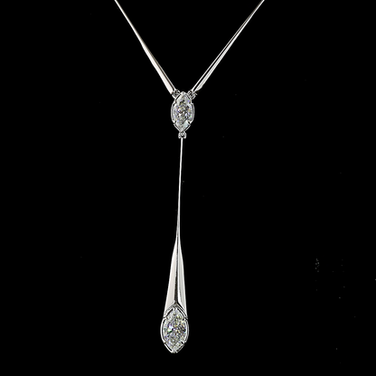 3.18 CTTW Marquise Lab Diamond Lariat Necklace (E Color and VS1 Clarity)