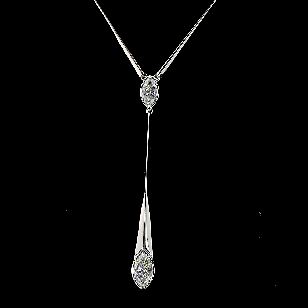 3.18 CTTW Marquise Lab Diamond Lariat Necklace (E Color and VS1 Clarity)