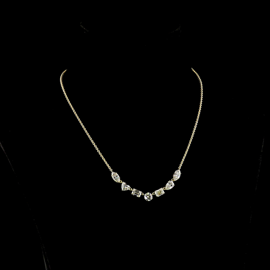 5.39 CTTW MIX Lab Diamond Station Necklace (E Color and VS1 Clarity)