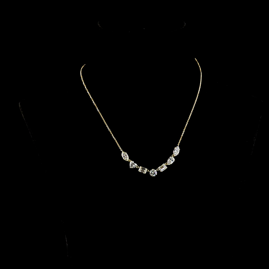 5.39 CTTW MIX Lab Diamond Station Necklace (E Color and VS1 Clarity)