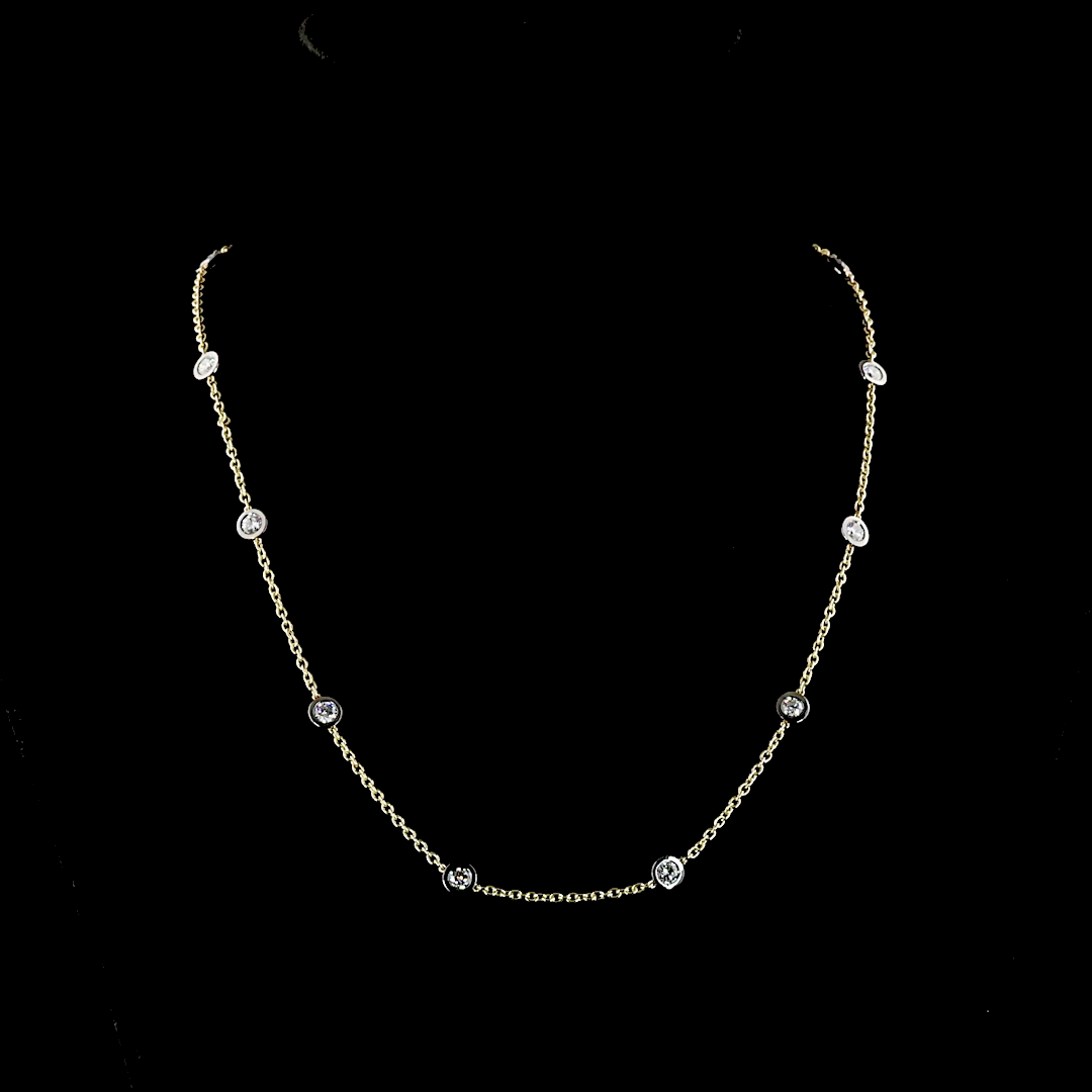 1.95 CTTW Round Lab Grown Diamond Station Necklace 18" (E Color and VS1 Clarity)