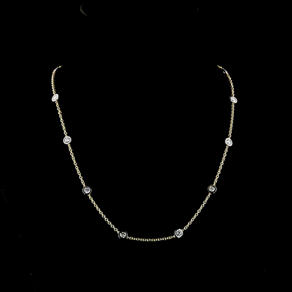 1.95 CTTW Round Lab Grown Diamond Station Necklace 18" (E Color and VS1 Clarity)