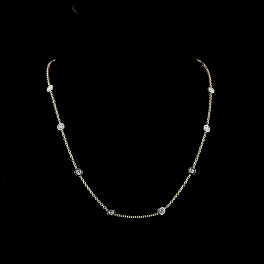 1.97 CTTW Round Lab Diamond Station Necklace (E Color and VS1 Clarity)