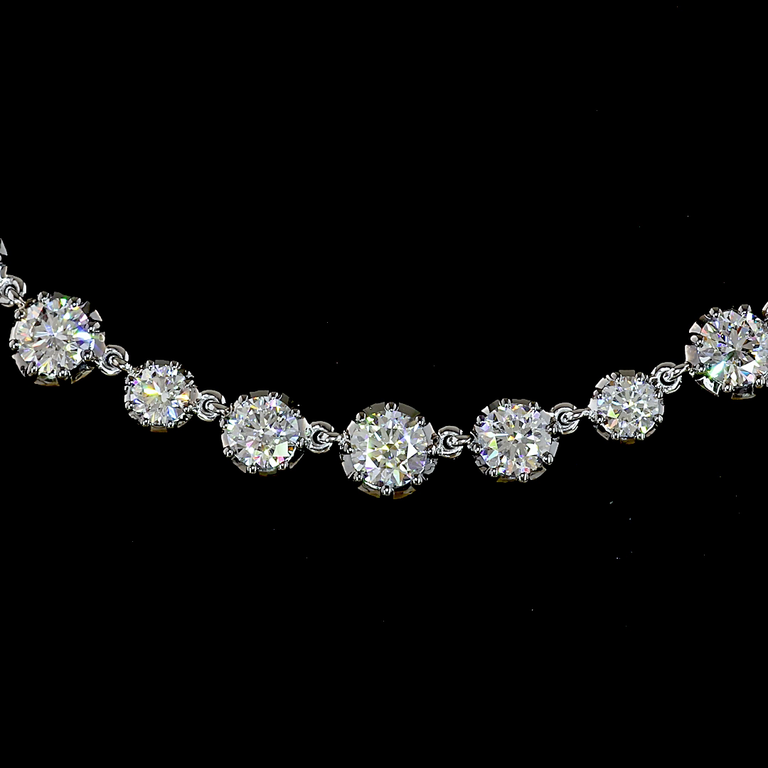10.79 CTTW Round Lab Diamond Station Necklace (E Color and VS1 Clarity)