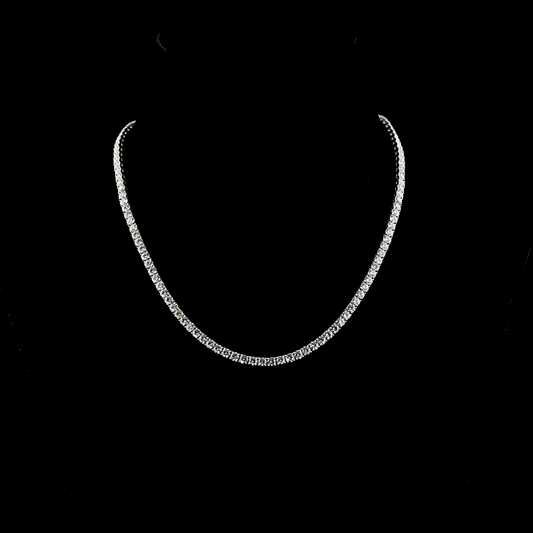 14.12 CTTW Round Lab Diamond Tennis Necklace (E Color and VS1 Clarity)