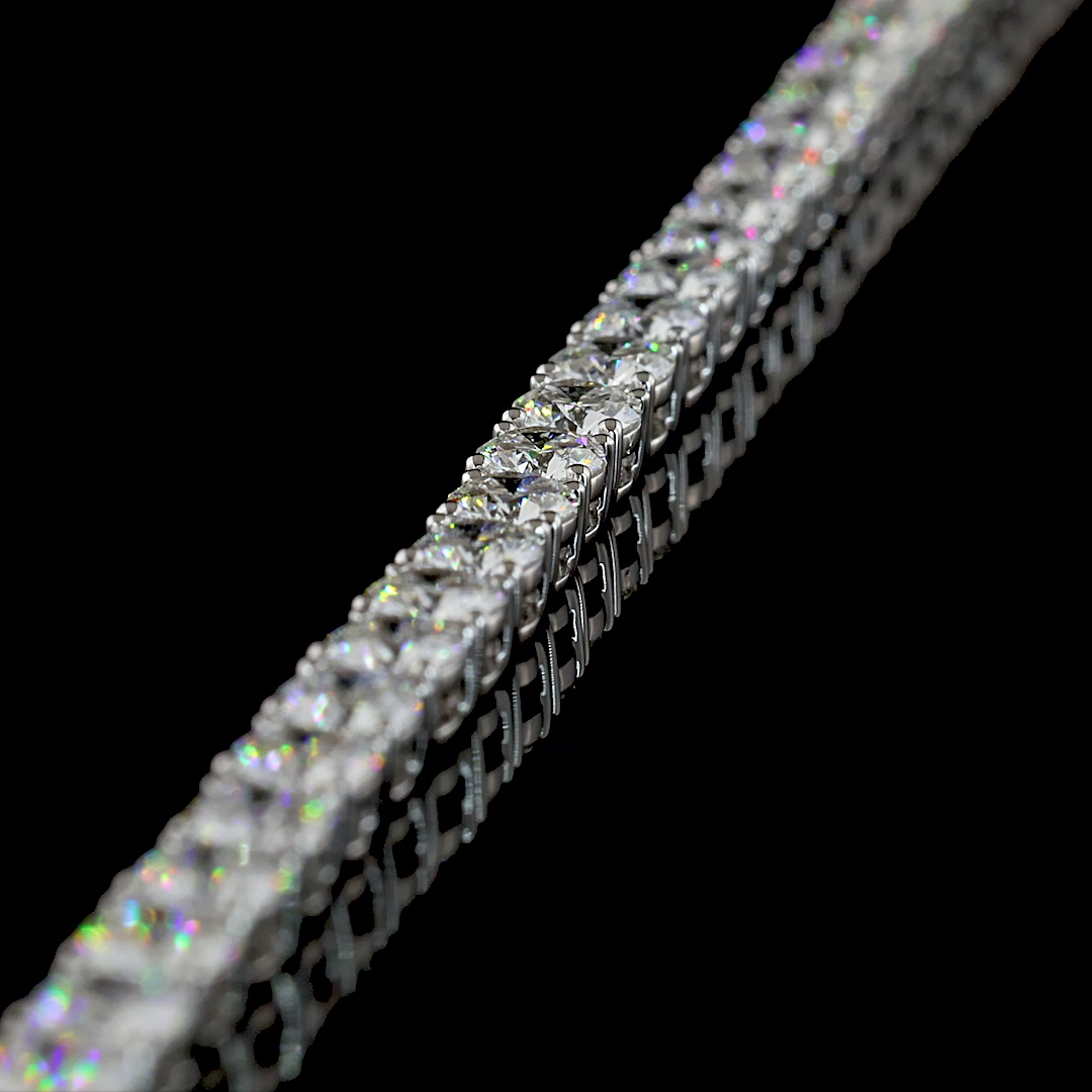 14.12 CTTW Round Lab Diamond Tennis Necklace (E Color and VS1 Clarity)