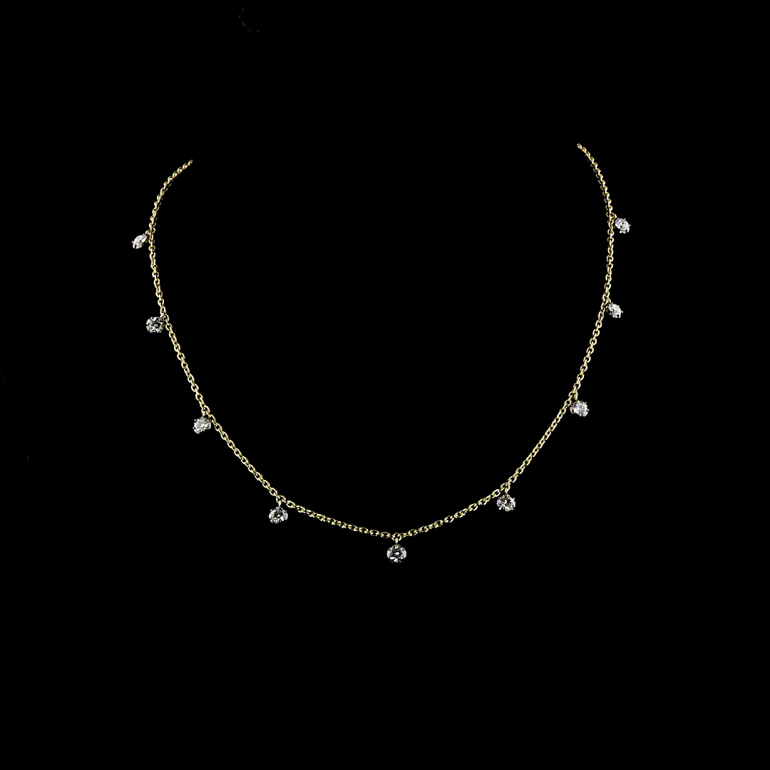 1.94 CTTW Round Lab Grown Diamond Station Necklace 18" (E Color and VS1 Clarity)