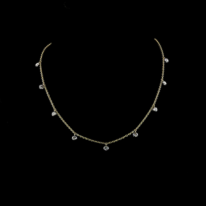 1.94 CTTW Round Lab Grown Diamond Station Necklace 18" (E Color and VS1 Clarity)