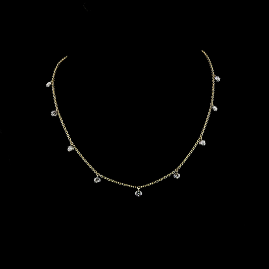 1.94 CTTW Round Lab Diamond Station Necklace (E Color and VS1 Clarity)