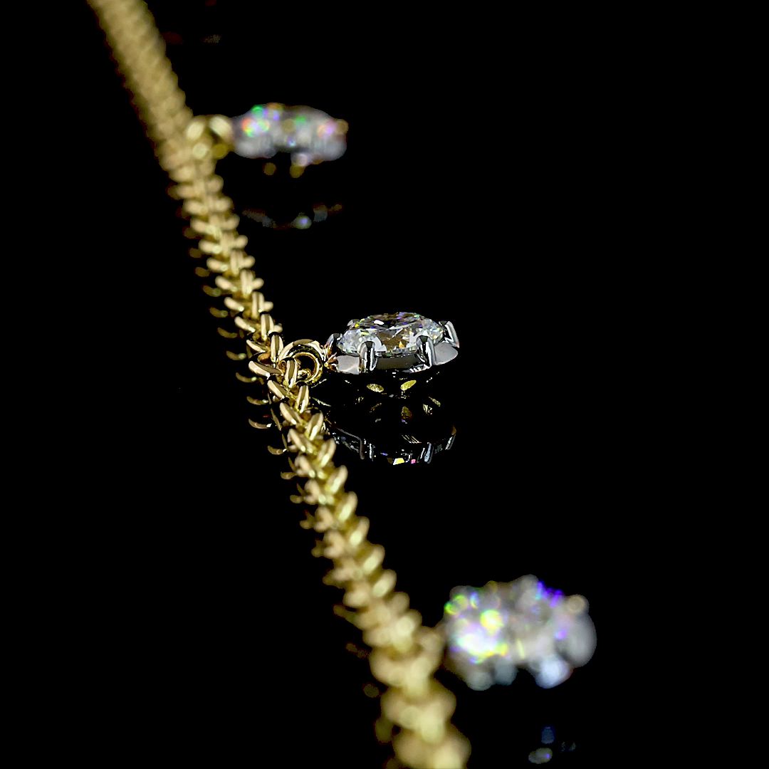 1.94 CTTW Round Lab Grown Diamond Station Necklace 18" (E Color and VS1 Clarity)