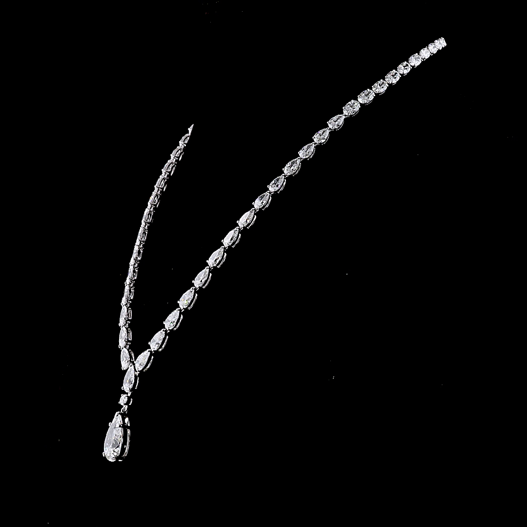 36.75 CTTW Pear Lab Diamond Lariat Necklace (F Color and VS1 Clarity)