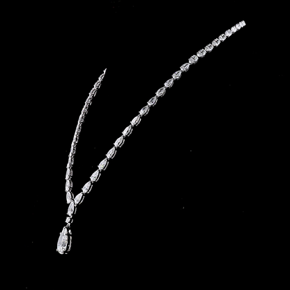 36.75 CTTW Pear Lab Diamond Lariat Necklace (F Color and VS1 Clarity)