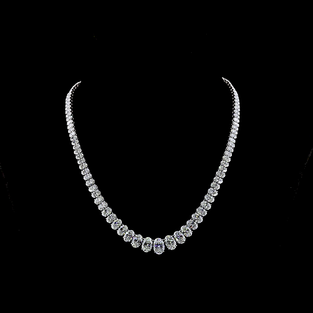 38.95 CTTW Oval Lab Grown Diamond Riviera Necklace 16.5" (F Color and VS1 Clarity)