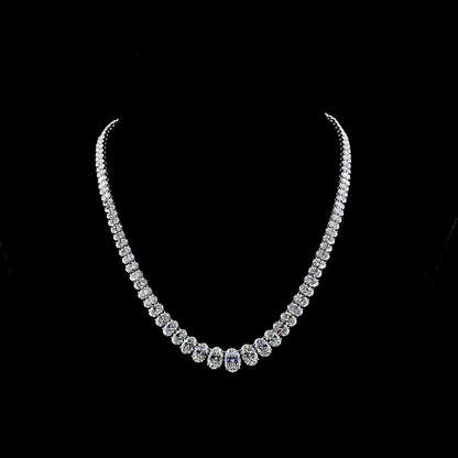 38.95 CTTW Oval Lab Grown Diamond Riviera Necklace 16.5" (F Color and VS1 Clarity)