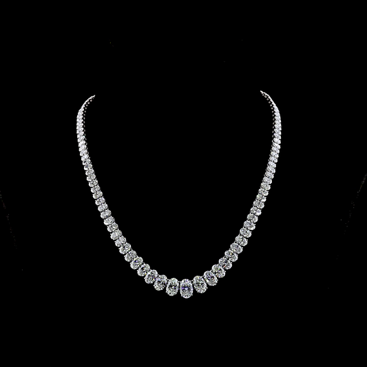 38.95 CTTW Oval Lab Grown Diamond Riviera Necklace 16.5" (F Color and VS1 Clarity)