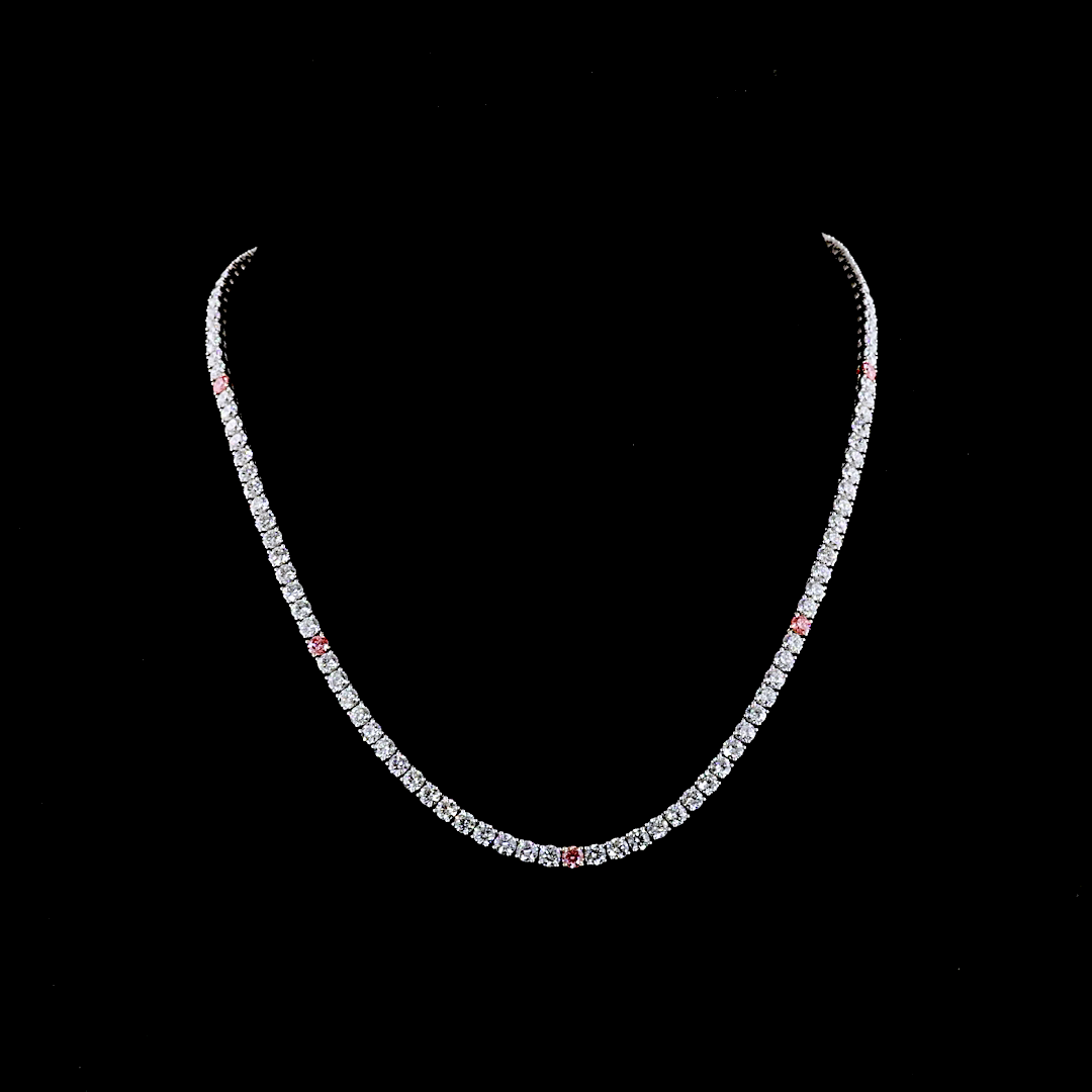 15.64 CTTW Round Lab Diamond Tennis Necklace (E Color and VS1 Clarity)