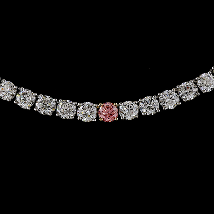 15.64 CTTW Round Lab Diamond Tennis Necklace (E Color and VS1 Clarity)