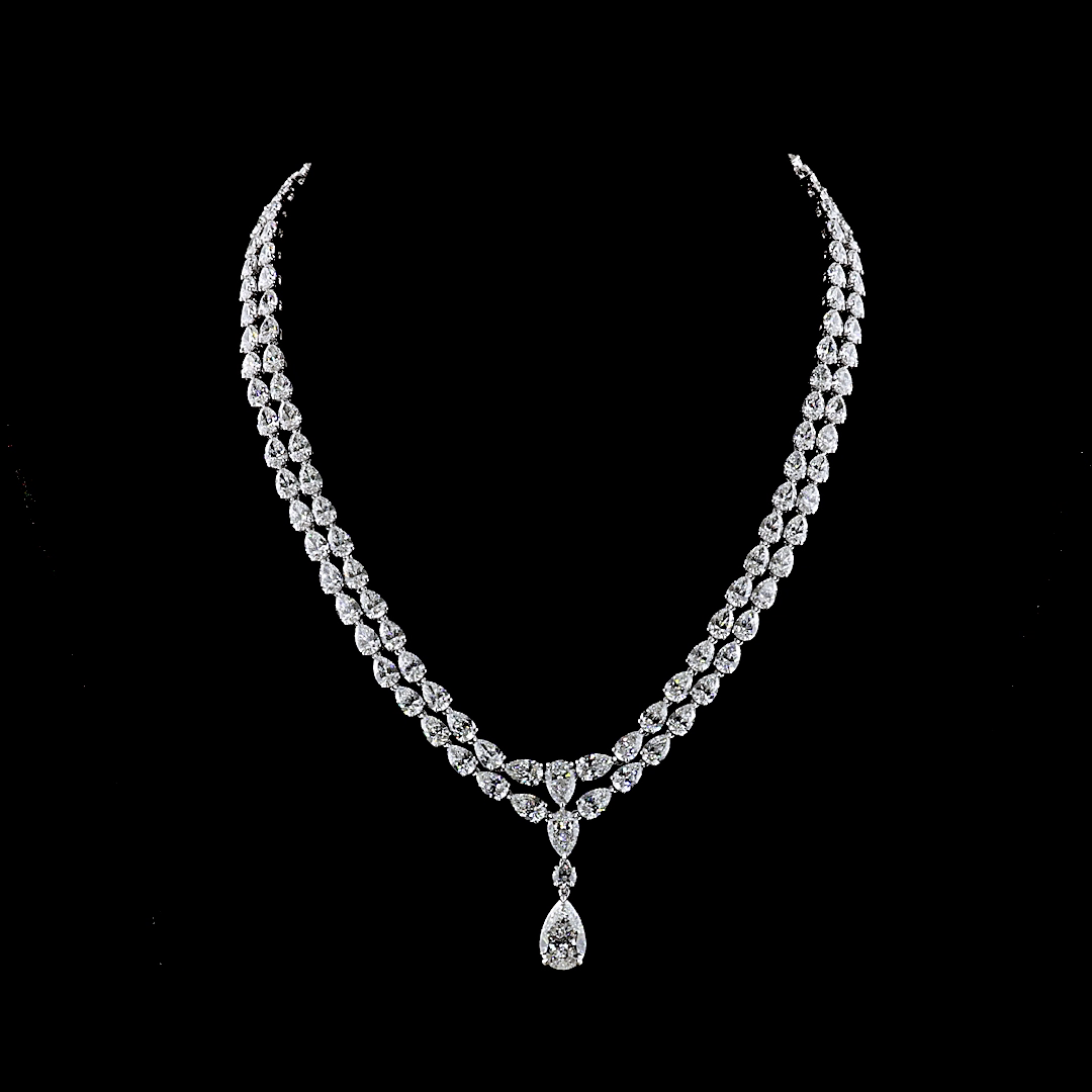 52.44 CTTW Pear Lab Grown Diamond Lariat Necklace 18" (E Color and VS1 Clarity)