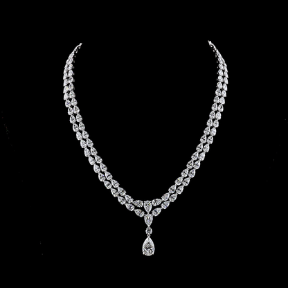 52.44 CTTW Pear Lab Grown Diamond Lariat Necklace 18" (E Color and VS1 Clarity)