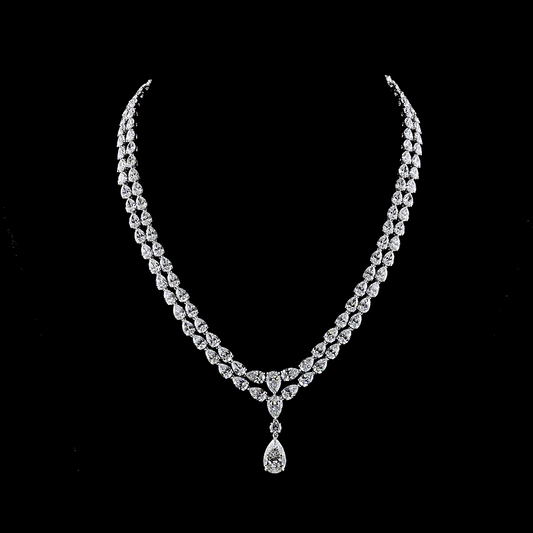 52.44 CTTW Pear Lab Grown Diamond Lariat Necklace 18" (E Color and VS1 Clarity)