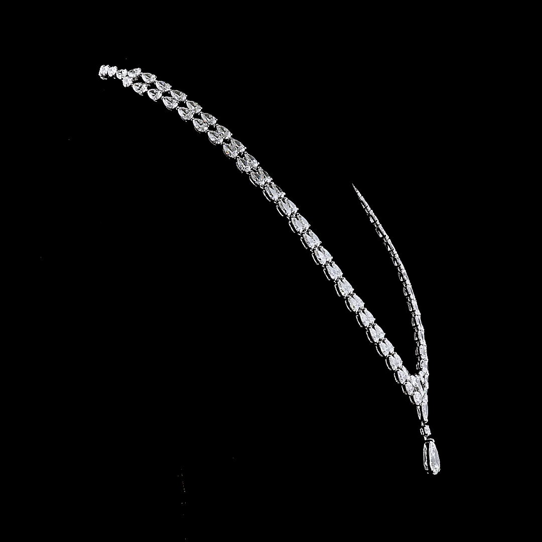 52.44 CTTW Pear Lab Grown Diamond Lariat Necklace 18" (E Color and VS1 Clarity)