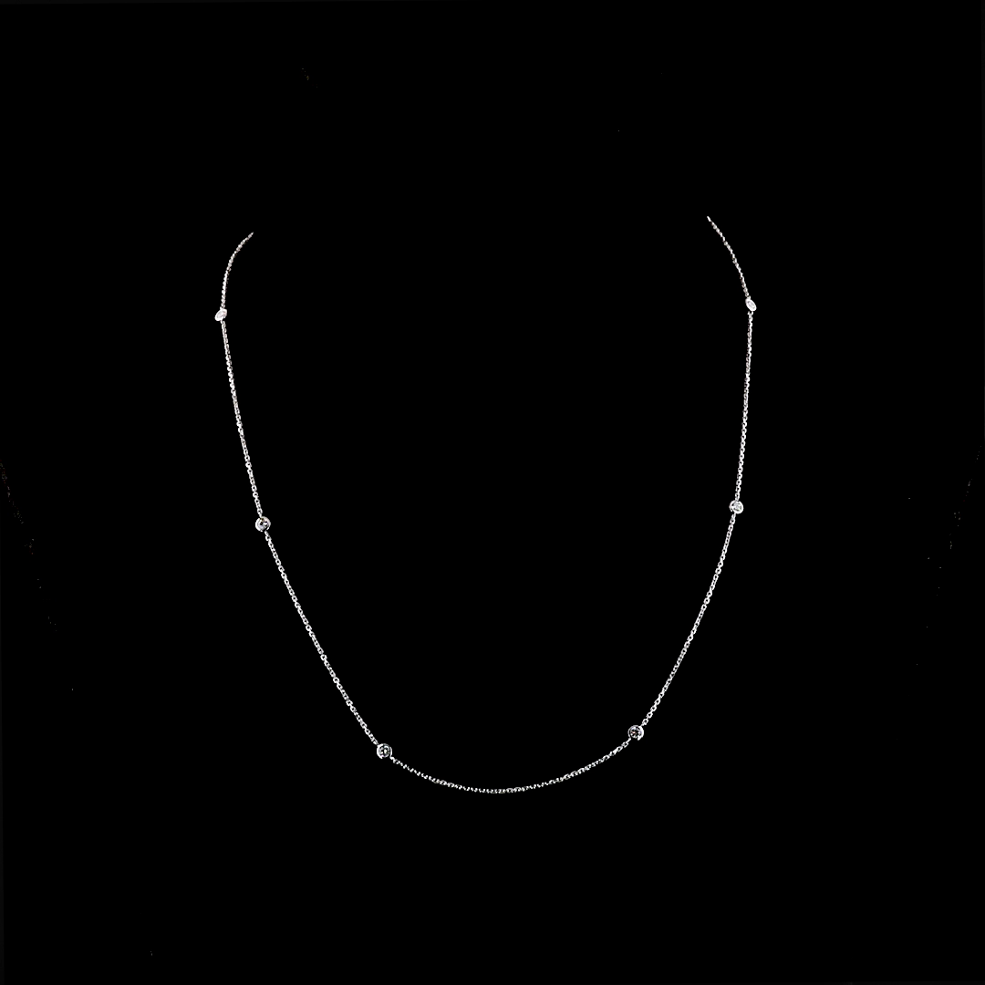 0.27 CTTW Round Lab Diamond Station Necklace (E Color and VS1 Clarity)