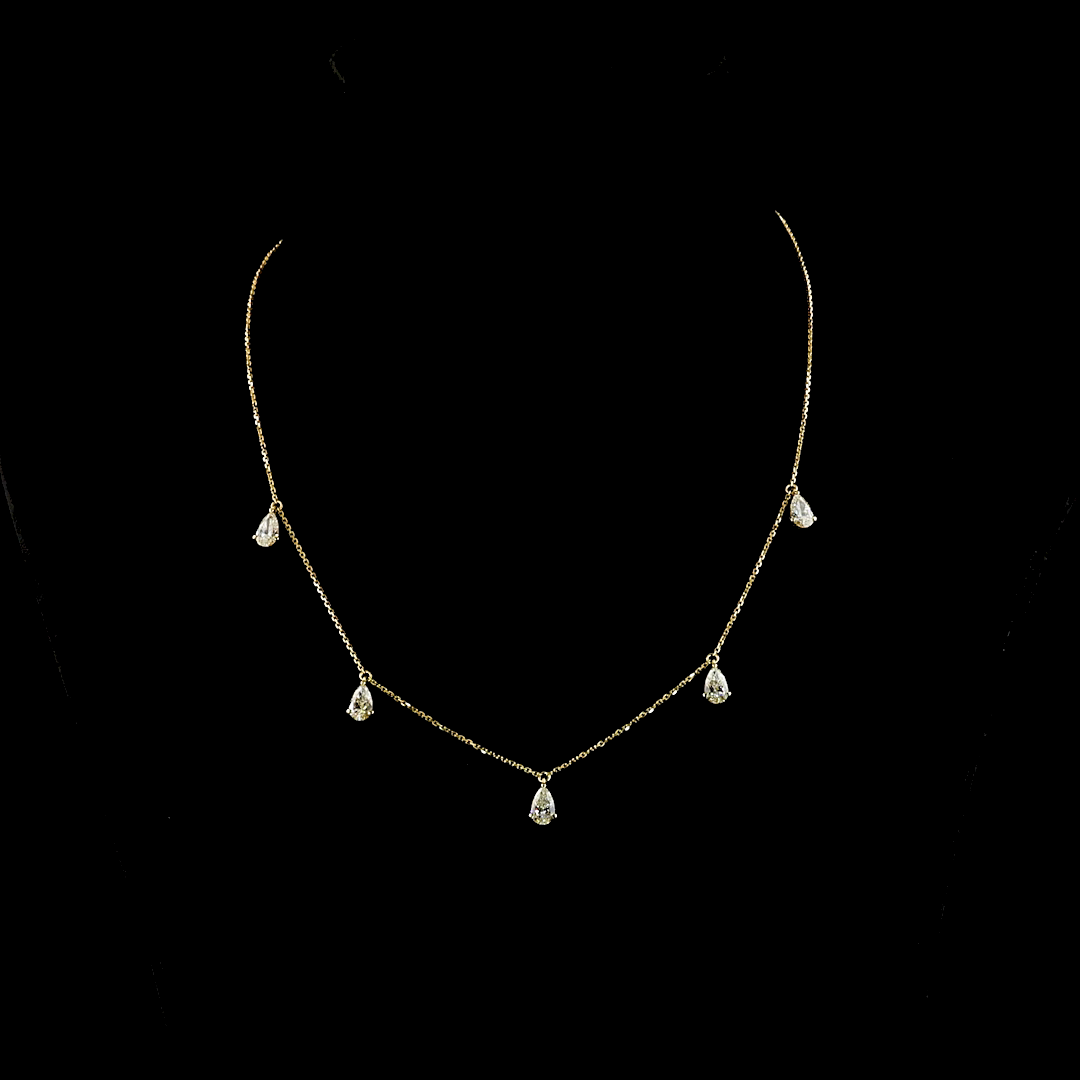 2.50 CTTW Pear Lab Diamond Station Necklace (E Color and VS1 Clarity)