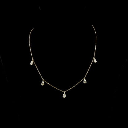 2.50 CTTW Pear Lab Diamond Station Necklace (E Color and VS1 Clarity)