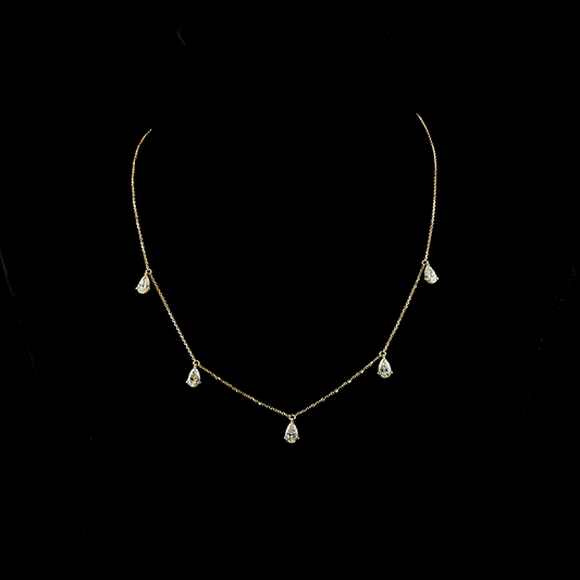 2.50 CTTW Pear Lab Diamond Station Necklace (E Color and VS1 Clarity)