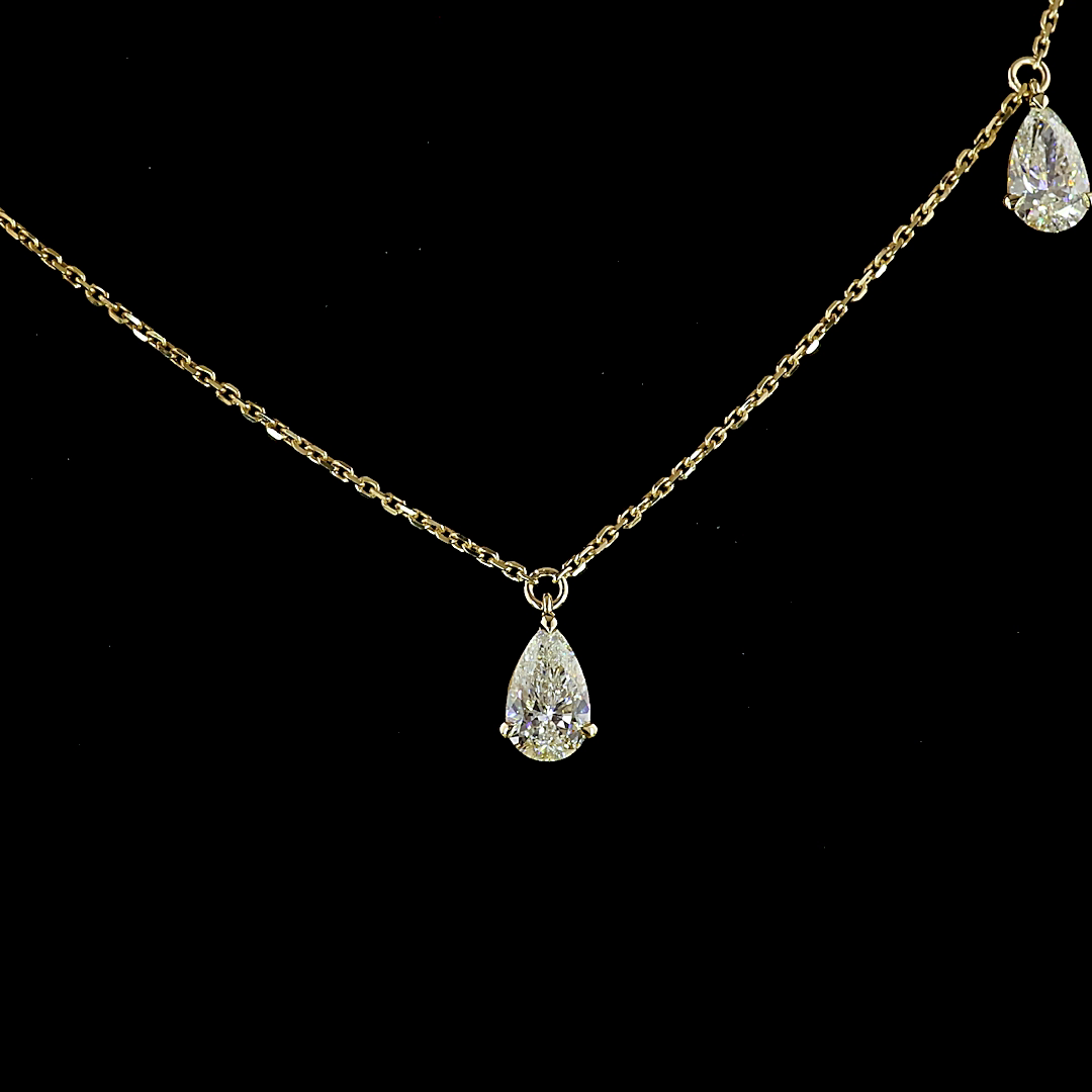 2.50 CTTW Pear Lab Diamond Station Necklace (E Color and VS1 Clarity)