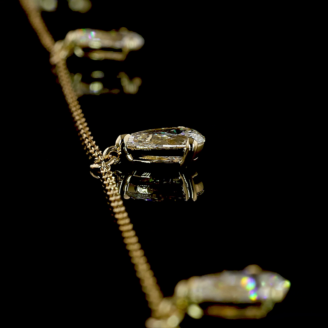 2.50 CTTW Pear Lab Diamond Station Necklace (E Color and VS1 Clarity)
