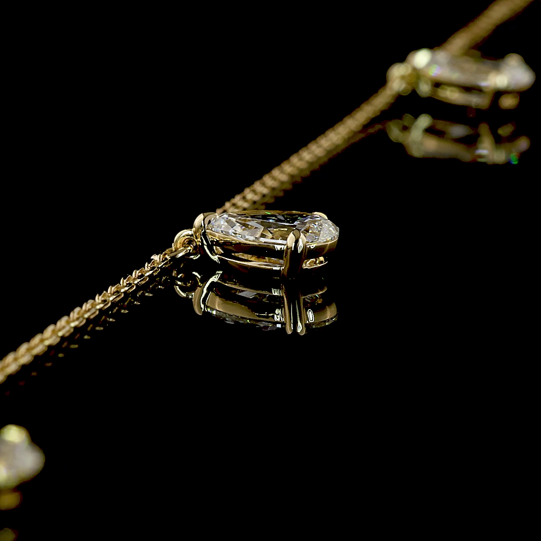 2.50 CTTW Pear Lab Diamond Station Necklace (E Color and VS1 Clarity)