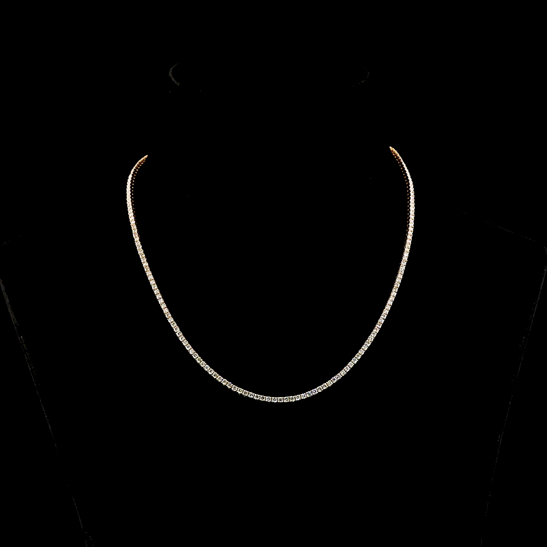 5.33 CTTW Round Lab Diamond Tennis Necklace (F Color and VS Clarity)