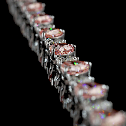 27.26 CTTW Heart Lab Diamond Station Necklace (Fancy Vivid Pink Color and VS2 Clarity)