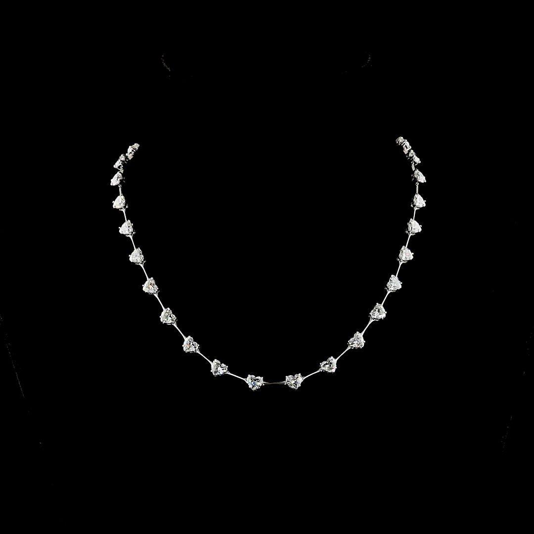16.21 CTTW Heart Lab Diamond Station Necklace (E Color and VS1 Clarity)