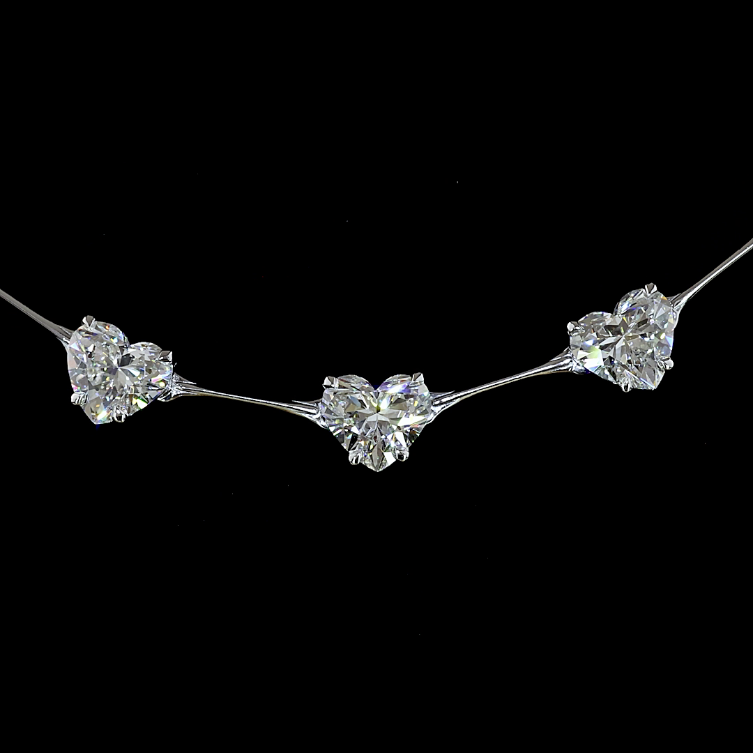 16.21 CTTW Heart Lab Diamond Station Necklace (E Color and VS1 Clarity)