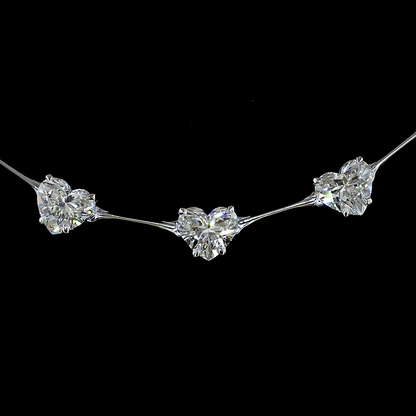 16.21 CTTW Heart Lab Diamond Station Necklace (E Color and VS1 Clarity)