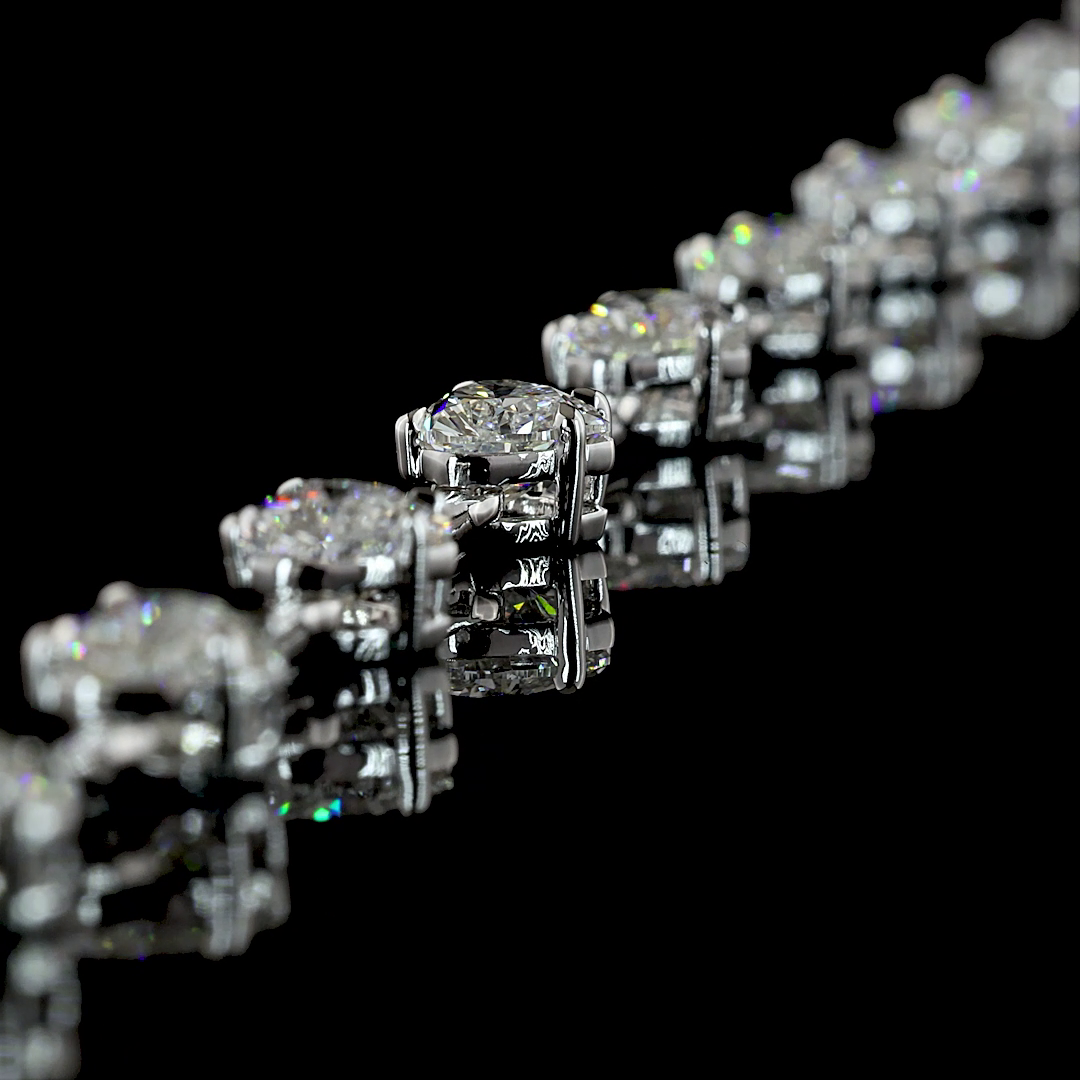 16.21 CTTW Heart Lab Diamond Station Necklace (E Color and VS1 Clarity)