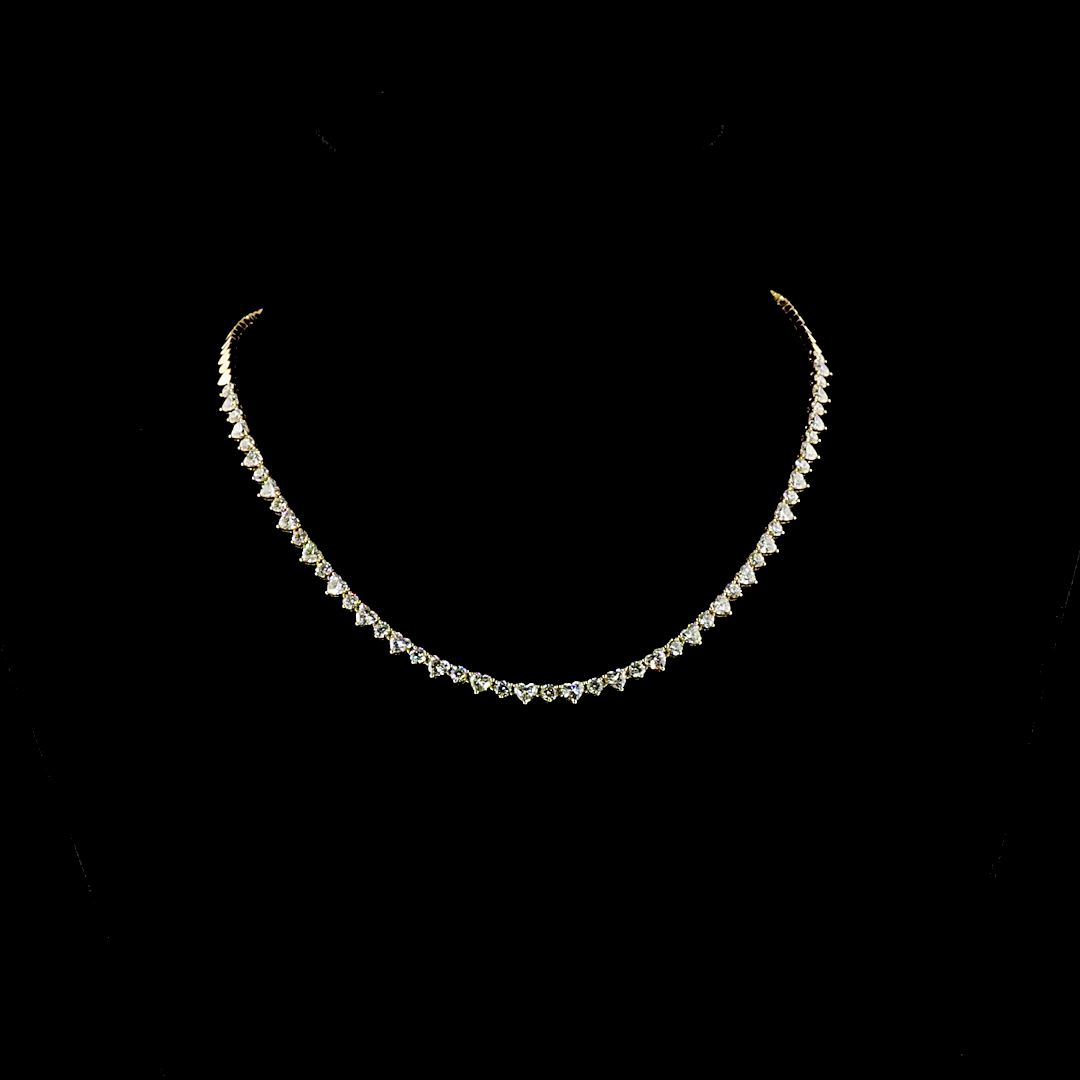 7.46 CTTW Heart Natural Diamond Station Necklace 15" (H Color and SI Clarity)