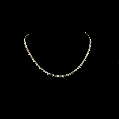 7.46 CTTW Heart Natural Diamond Station Necklace 15" (H Color and SI Clarity)
