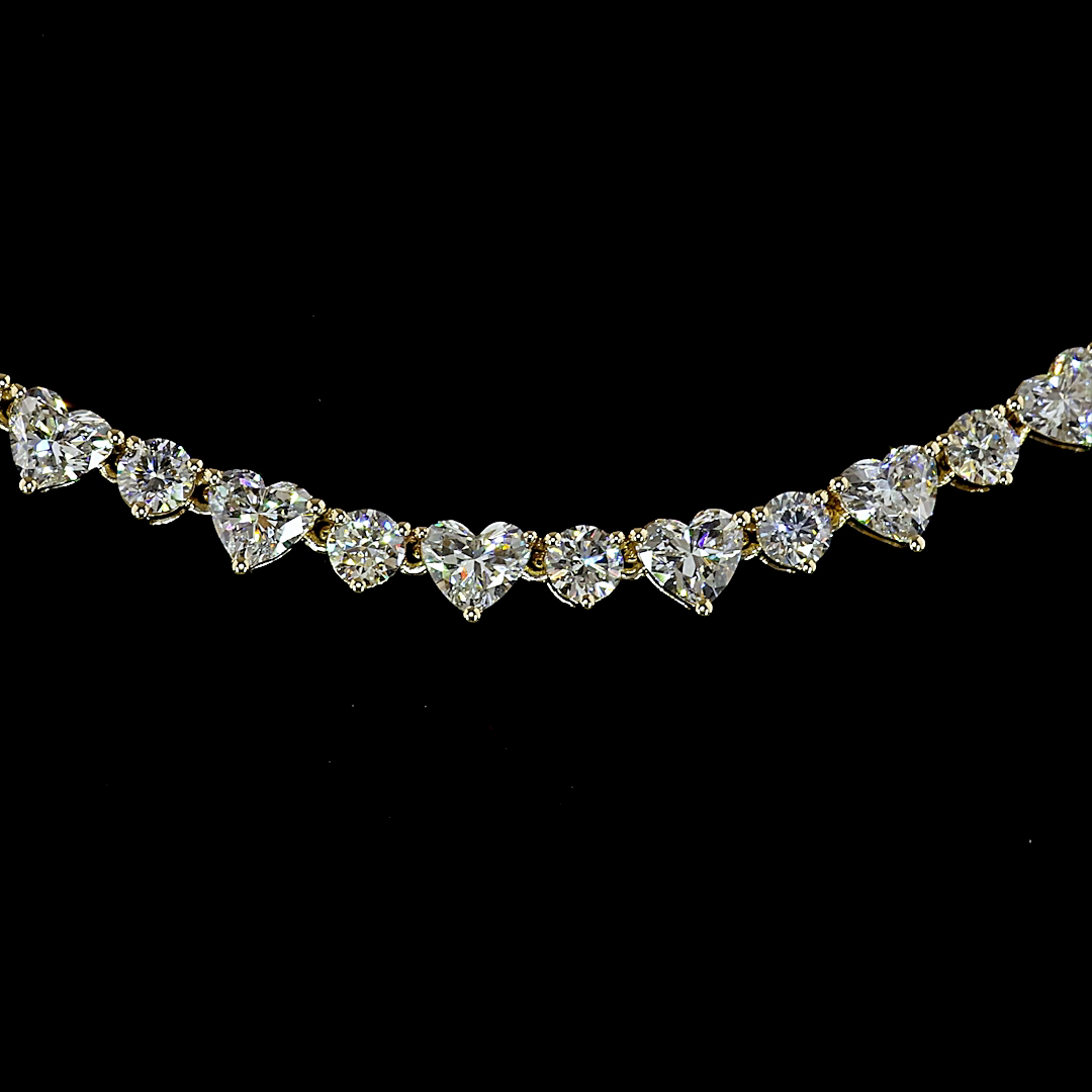 7.46 CTTW Heart Natural Diamond Station Necklace 15" (H Color and SI Clarity)