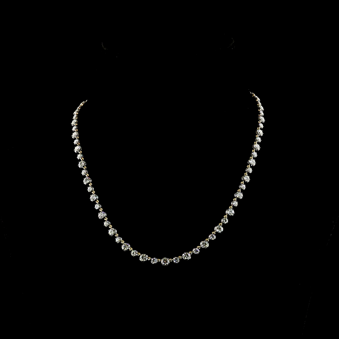 10.39 CTTW Round Lab Diamond Station Necklace (H Color and SI Clarity)