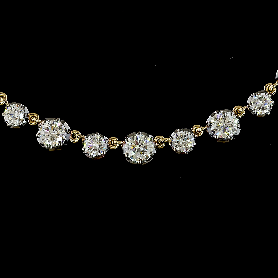 10.39 CTTW Round Lab Diamond Station Necklace (H Color and SI Clarity)