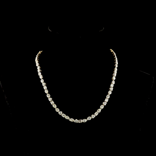 18.18 CTTW MIX Natural Diamond Tennis Necklace 16.5" (H Color and SI Clarity)