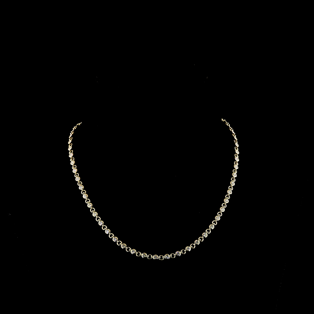 3.21 CTTW Round Lab Diamond Station Necklace (H Color and SI Clarity)