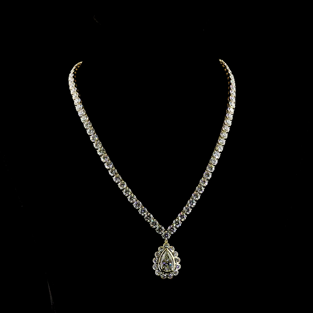 46.80 CTTW Pear Lab Diamond Special Necklace (F Color and VS1 Clarity)