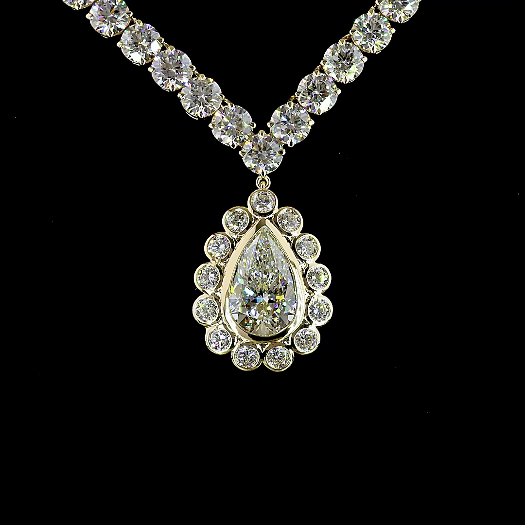46.80 CTTW Pear Lab Diamond Special Necklace (F Color and VS1 Clarity)
