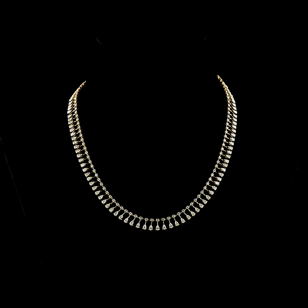 6.99 CTTW Pear Lab Diamond Station Necklace (E Color and VS1 Clarity)